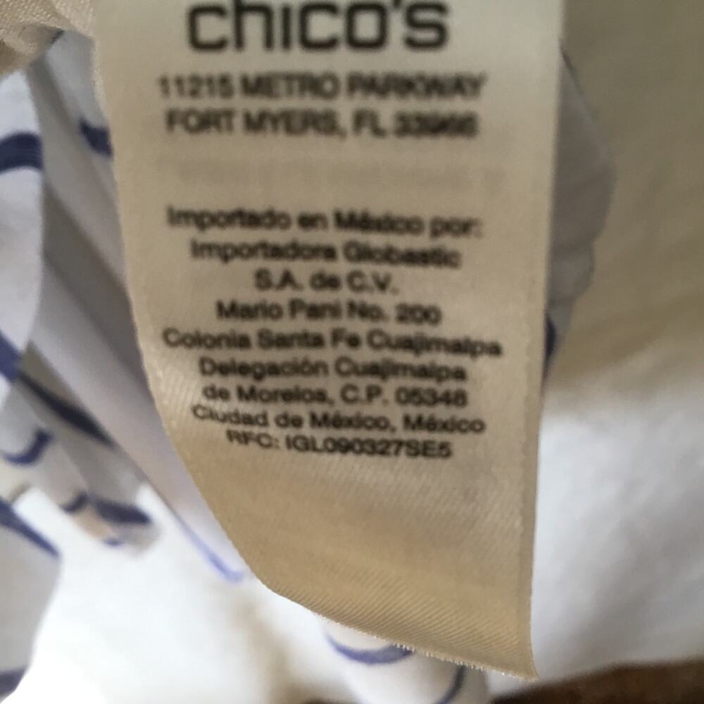 Chico's White and Blue Striped Crisscross Back Hi/Lo Tunic - Picture 8 of 16